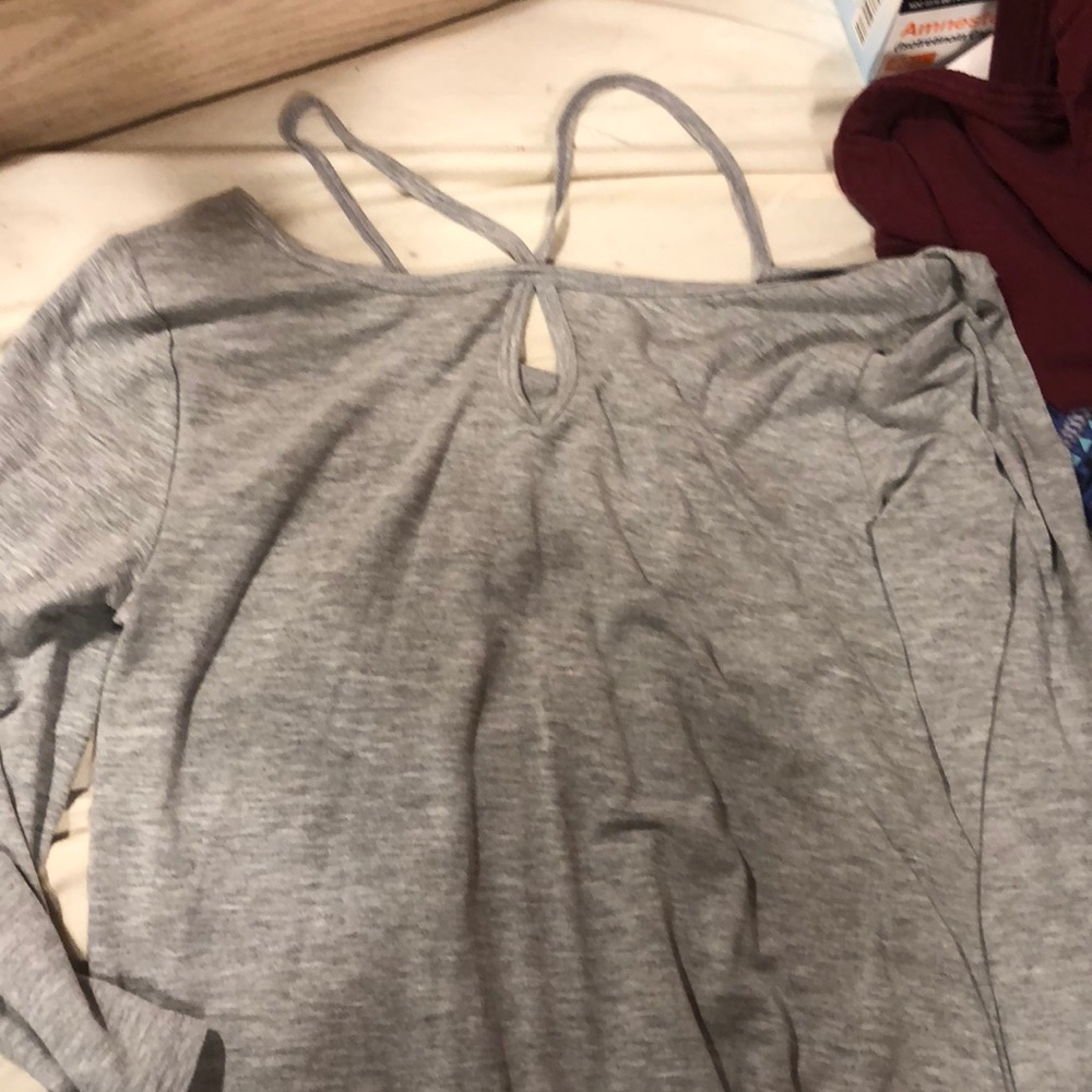 Off the shoulder grey long sleeve